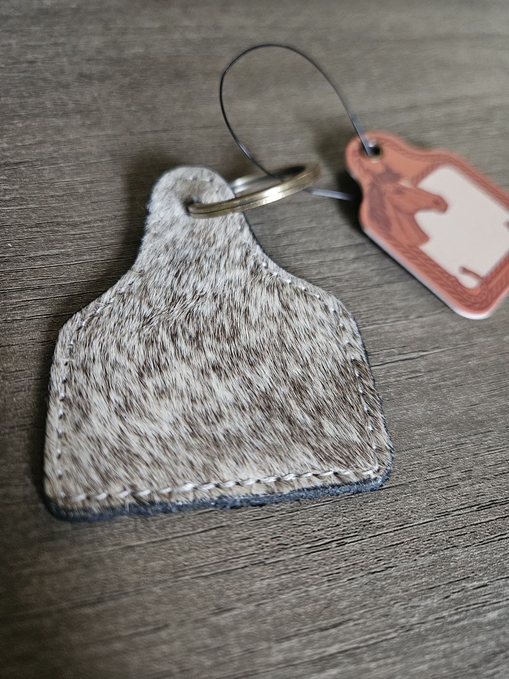 Leather Hair-On Key Fob Keychain - NWT